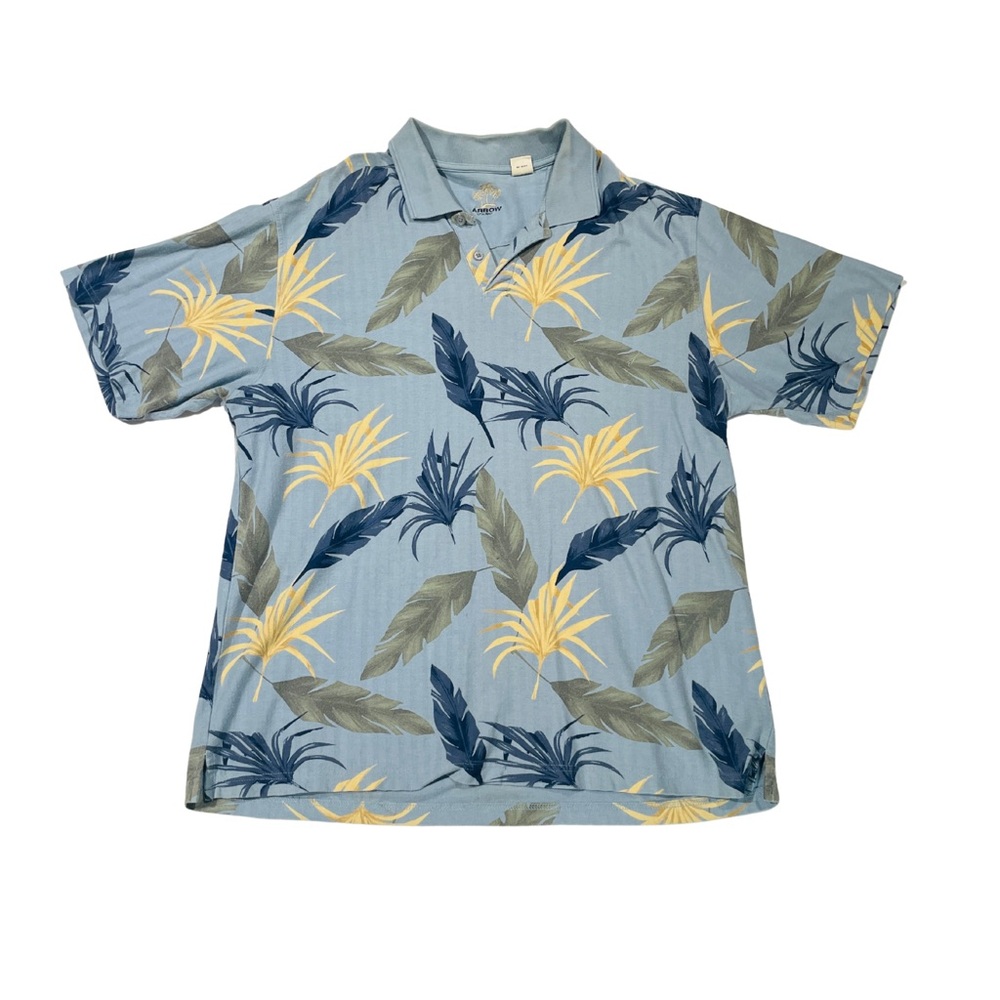 Arrow Kids Blue and Yellow Leaf Print Polo